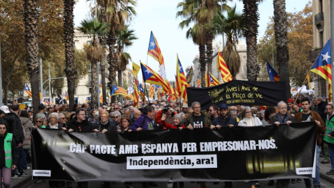 La capçalera de la manifestació d'aquest dimarts, organitzada per l'ANC