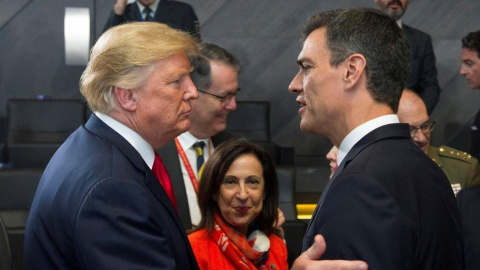 El jefe del Gobierno español, Pedro Sánchez, y el presidente de Estados Unidos, Donald Trump. EFE