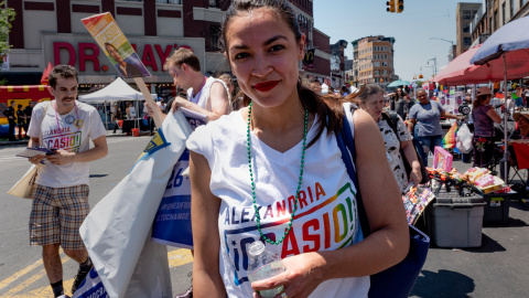 Alexandria Ocasio-Cortez durante un acto del Orgullo del Bronx./REUTERS