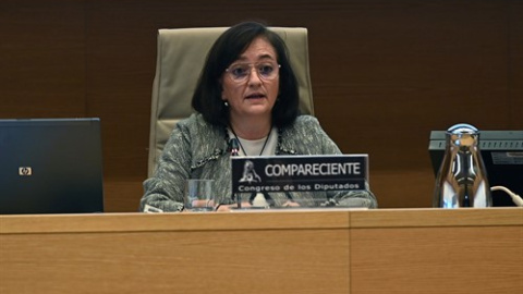 La presidenta de la Autoridad Independiente de Responsabilidad Fiscal (AIReF), Cristina Herrero, durante su comparecencia en la Comisión de Hacienda del Congreso