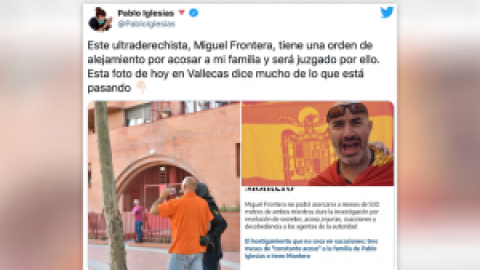 Podemos denuncia que el ultra con una orden de alejamiento por acosar a la familia de Iglesias estaba provocando en Vallecas