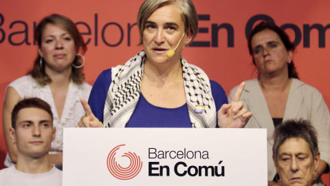 Ada Colau en l'acte de celebració del desè aniversari de Barcelona en Comú a la Nau Bostik.