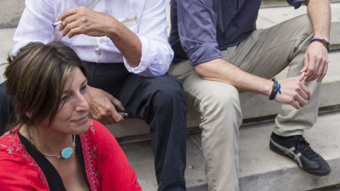 30/5/22 Yolanda Díaz y Xosé Manuel Beiras junto a Pablo Iglesias en una visita del líder de Podemos a Galicia para establecer alianzas de cara a futuras elecciones, en julio de 2015.