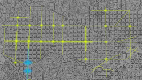 Mapa amb els nous eixos verds de l'Eixample que vol fer l'Ajuntament.