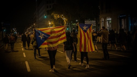 Protesta llevada a cabo por los CDR con motivo del tercer aniversario del 1-O, en Barcelona, el 1 de octubre de 2020.