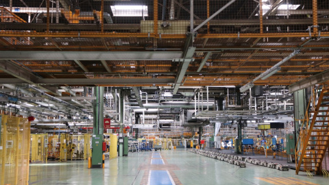 19/04/2024 - Interior de l'antiga fàbrica de Nissan a la Zona Franca, en una imatge de l'abril.