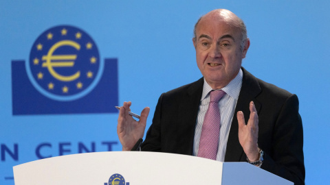 El vicepresidente del BCE, Luis de Guindos, en una comparecencia en  la sede de la institución, en Fráncfort. AFP/Andre Pain