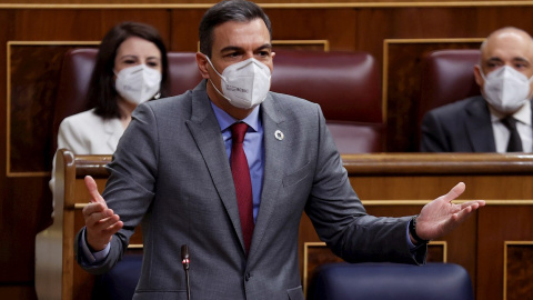 24/03/2021.- El presidente del Gobierno, Pedro Sánchez durante la sesión de control al Gobierno este miércoles en el Congreso. EFE/Chema Moya