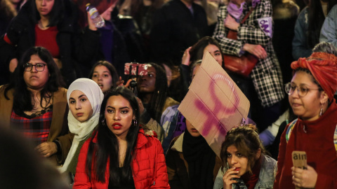 Manifestación de la huelga feminista en Madrid