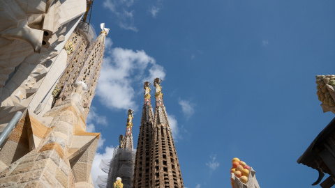 Fachada de la Sagrada Familia, a 19 de septiembre de 2024,.