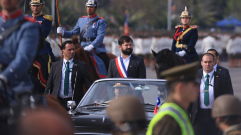 Imagen del presidente de Chile, Gabriel Boric, durante una marcha militar- 19/09/2022