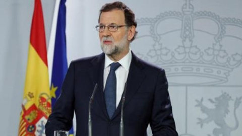 Mariano Rajoy en un moment de la seva declaració institucional en la que va anunciar l'aplicació de l'article 155. EFE/Arxiu