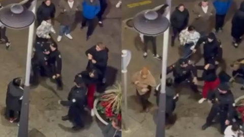 Captura de uno de los vídeos de la agresión policial a tres mujeres en Ceuta cuando celebraban la victoria de Marruecos en el Mundial de  Fútbol.