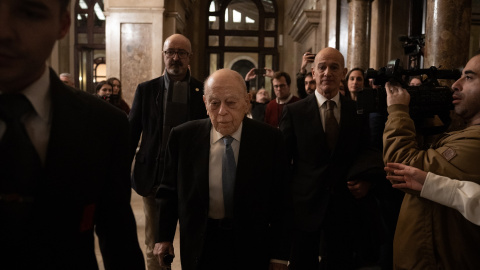 L'expresident Jordi Pujol, en el seu retorn al Parlament pels 90 anys de la institució.