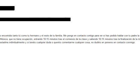 Email del centro a los hijos del profesor.