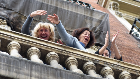 Sanitarios que se han encerrado en la sede de la Dirección General de Recursos Humanos del Servicio Madrileño de Salud (Sermas), en la sede de la Consejería, a 16 de diciembre de 2022, en Madrid (España).