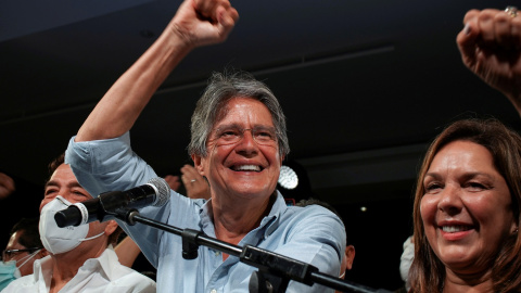 Guillermo Lasso y su mujer, Maria de Lourdes Alcivar, tras conocer los resultados de las elecciones.