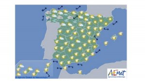 Nieblas extensas en el valle del Ebro, cuenca del Duero e interior del sureste peninsular