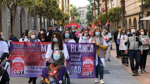 Una manifestación del Servicio de Atención Domiciliaria, en una imagen de archivo tomada en Andalucía