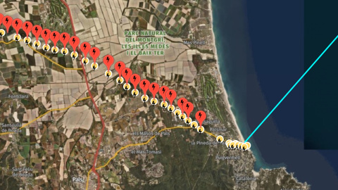 El tram de la línia d'evacuació del projecte de Repsol que passa pel parc natural del Montgrí, les Illes Medes i el Baix Ter.