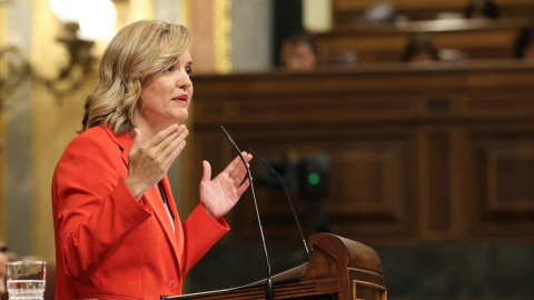 La ministra de Educación y Deportes, y portavoz del Gobierno, Pilar Alegría, durante una intervención en el Congreso.