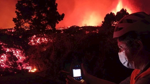 Las coladas de lava que descienden de La Palma tras la erupción, a 19 de septiembre de 2021.