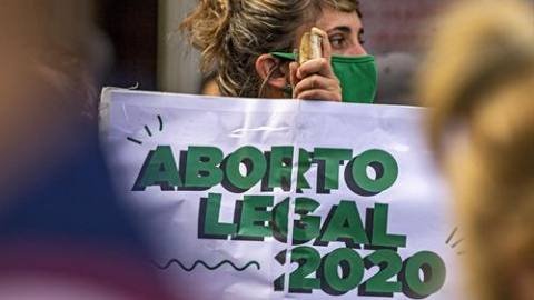 Manifestación a favor de la legalización del aborto en Argentina.