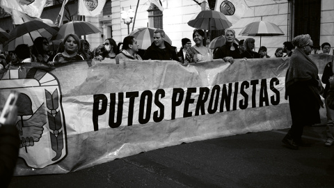 19/12/22 Pancarta contra lo peronismo durante la manifestación del pasado 2 de septiembre en Buenos Aires.