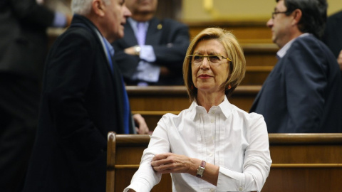 La cofundadora del partido UPyD (Unión Progreso y Democracia) Rosa Diez en una sesión del Parlamento.