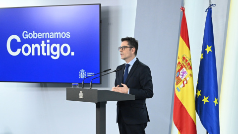 El ministro de Presidencia, Félix Bolaños, durante su comparecencia en Moncloa.