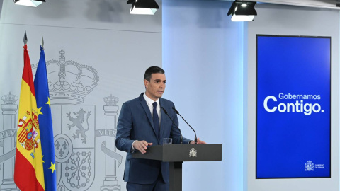 El presidente del Gobierno, Pedro Sánchez, hace una declaración institucional tras la decisión del Constitucional este 20 de diciembre de 2022.