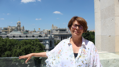 Inés Sabanés, en la azotea del Ayuntamiento de Madrid. ERLY QUIZHPÉ