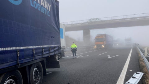 31/12/2021 - Pla general de l'AP-2 a Castelldans (Garrigues), amb el trànsit reobert després de l'accident múltiple amb una vintena de vehicles implicats.