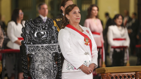 02/04/2024 La presidenta interina de Perú, Dina Boluarte, asiste a una misa en la Catedral de la Independencia, a 28 de julio de 2023.