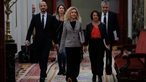 El vicepresidente del Congreso, Alfonso Rodríguez Gómez de Celis y la presidenta del Congreso, Meritxell Batet, a su llegada a una reunión de la Mesa del Congreso de los Diputados, a 20 de diciembre de 2022.