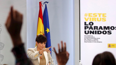 La ministra de Política Territorial y portavoz del Gobierno, Isabel Rodríguez en rueda de prensa tras la reunión del Consejo de Ministros, el martes 14 de septiembre en La Moncloa.