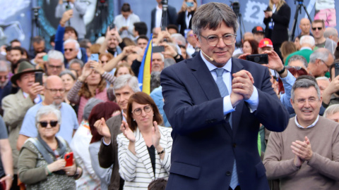 Carles Puigdemont en l'acte públic a Elna.