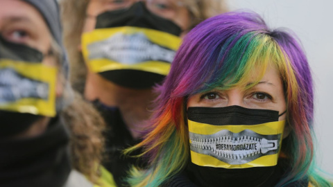 Imagen de archivo de una protesta contra la ley mordaza en Madrid.