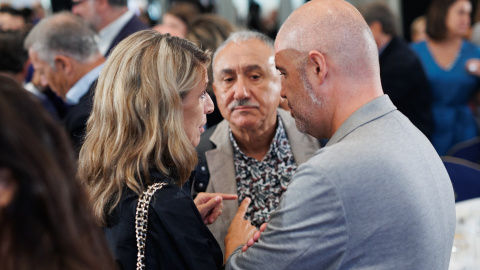 Yolanda Díaz, Pepe Álvarez, Unai Sordo