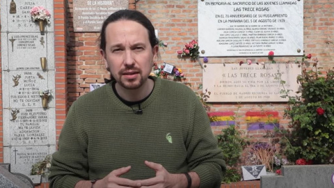 El líder de Unidas Podemos y candidato de a la Presidencia de la Comunidad de Madrid, Pablo Iglesias, conmemora el aniversario de la II República.