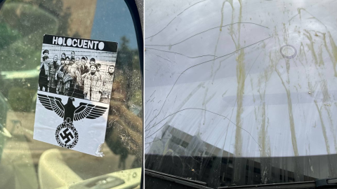 El coche de Mónica García ha amanecido con una pegatina nazi y los cristales rotos.