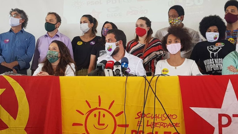 Rueda de prensa de la presentación del Frente Democrático para São Paulo, con la unión de la izquierda brasileña en torno al candidato para la alcaldía de São Paulo, Guilherme Boulos.