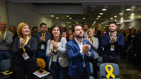 Dirigents d'Esquerra Republicana durant la reunió del seu Consell Nacional. ERC