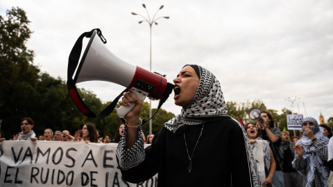 Imagen de la manifestación de este sábado en Madrid contra el genocidio de Israel en Gaza.