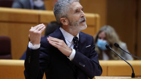 Fernando Grande-Marlaska, este martes en el Senado.