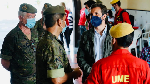 El presidente del PP, Pablo Casado, durante su visita a La Palma. (22-9-2021)