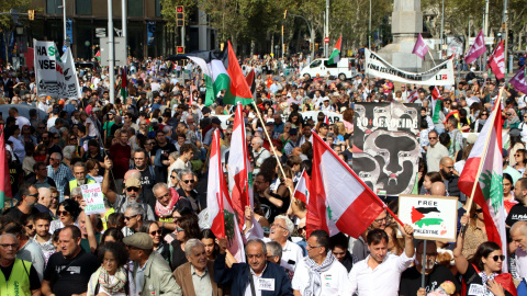 Manifestació a favor de Palestina i el Líban a Barcelona.