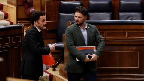 Los portavoces parlamentarios de Cs y ERC, Edmundo Bal y Gabriel Rufián, en el Congreso.