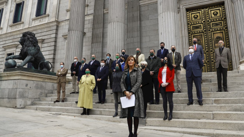 25/11/2020.- El grupo paralamentario de Vox, hoy miércoles en el Congreso de los Diputados, el día que se celebra en todo el mundo el "Día Internacional de la eliminación de la Violencia contra la Mujer".- EFE/Ballesteros