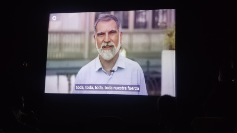 Intervención de Jordi Cuixart mediante un vídeo grabado.